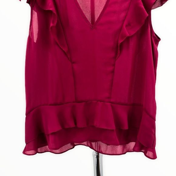 Parker Ruffle Flutter Sleeve V Neck Blouse Top size Small - Picture 5 of 12